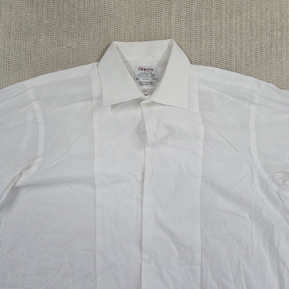 T.M. Lewin Tuxedo Shirt Mens 16.5 34/35 White Eveningwear French Cuff Dress - Picture 3 of 12